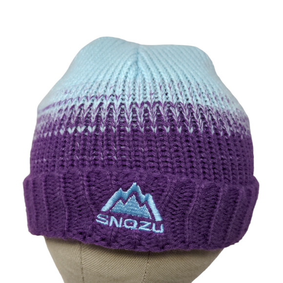 Snozu Youth Knit Beanie Hat Gap Blue Purple Ombre One Size 18M to 6 - Picture 1 of 12